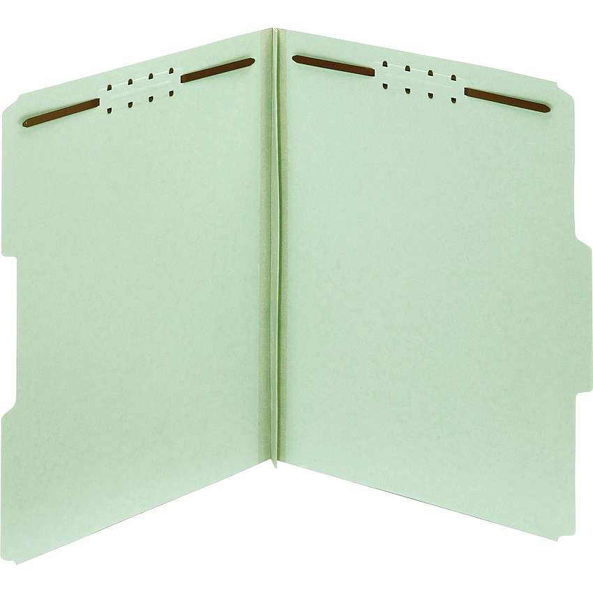 Pendaflex 1/3 Tab Cut Letter Recycled Fastener Folder 8 1/2" x 11" - 2" Expansion - 2 Fastener(s) - 2" Fastener Capacity - Top Tab Location - Assorted Tab Position - 25 pt. - Pressboard - Light Green - Tyvek Gusset, Durable, Heavy Duty - 100% Rec (24934R)