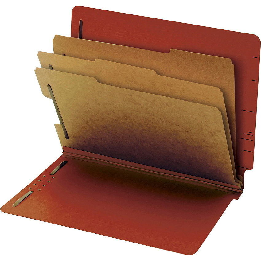 Pendaflex Letter Recycled Classification Folder 8 1/2" x 11" - 3 1/2" Expansion - 2 Fastener(s) - 2" for Folder, 1" for Divider - 3 Divider(s) - Pressboard, Tyvek - Red - 60% Recycled - 10 / Box (23865GW)