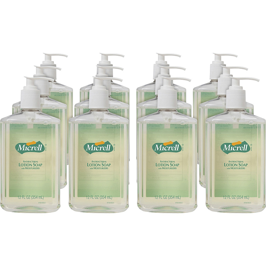 Micrell Antibacterial Lotion Soap 12 fl oz - Pump Bottle Dispenser - Kill Germs - Hand - Antibacterial - Orange - Fast Acting, Bio-based, Non-irritating, Triclosan-free - 12 / Carton (975912)
