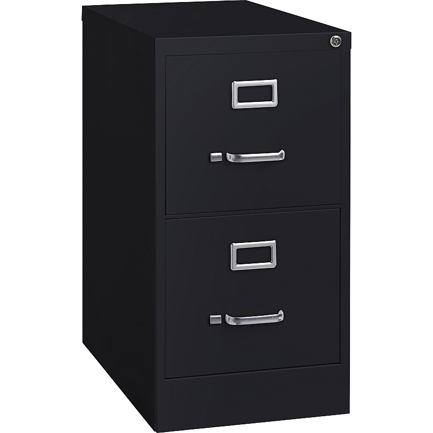 Lorell Fortress Series 22" Commercial-Grade Vertical File Cabinet 15" Width x 22" Depth x 28.4" Height - 2 x Drawer(s) for File - Letter - Lockable, Ball-bearing Suspension - Black - Steel - Recycled (LLR42291)