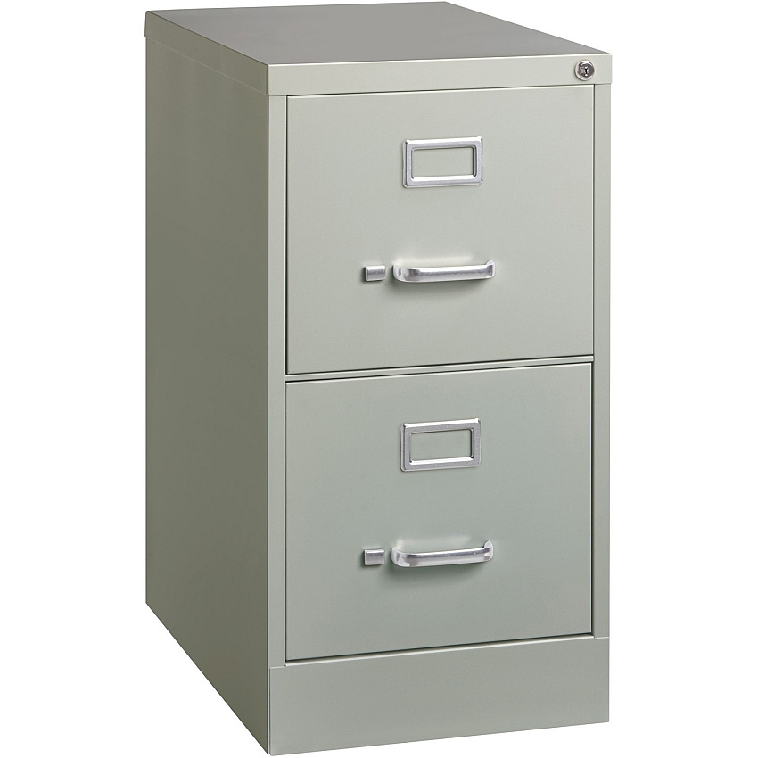 Lorell Fortress Series 22" Commercial-Grade Vertical File Cabinet 15" Width x 22" Depth x 28.4" Height - 2 x Drawer(s) for File - Letter - Lockable, Ball-bearing Suspension - Light Gray - Steel - Recycled (LLR42292)