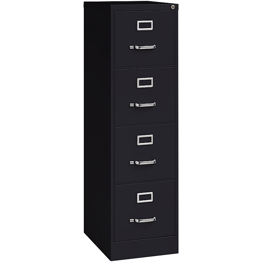 Lorell Fortress Series 22" Commercial-Grade Vertical File Cabinet 15" Width x 22" Depth x 52" Height - 4 x Drawer(s) for File - Letter - Lockable, Ball-bearing Suspension - Black - Steel - Recycled (LLR42294)