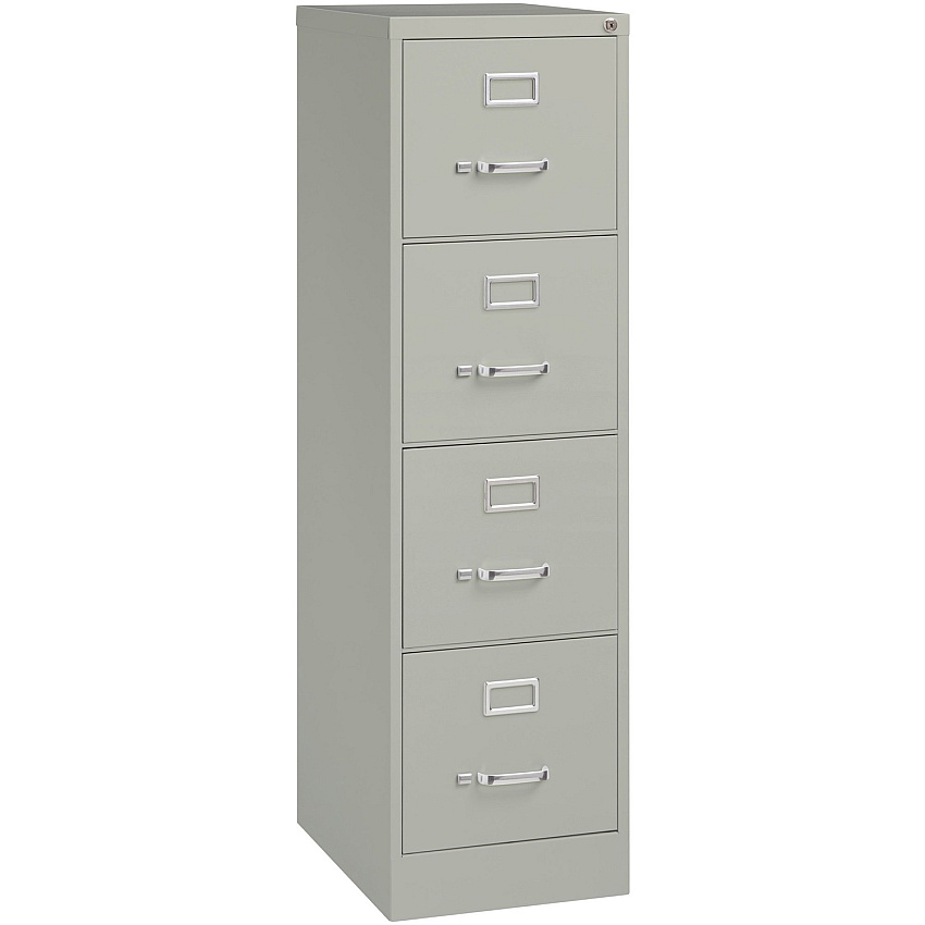 Lorell Fortress Series 22" Commercial-Grade Vertical File Cabinet 15" Width x 22" Depth x 52" Height - 4 x Drawer(s) for File - Letter - Lockable, Ball-bearing Suspension - Light Gray - Steel - Recycled (LLR42295)