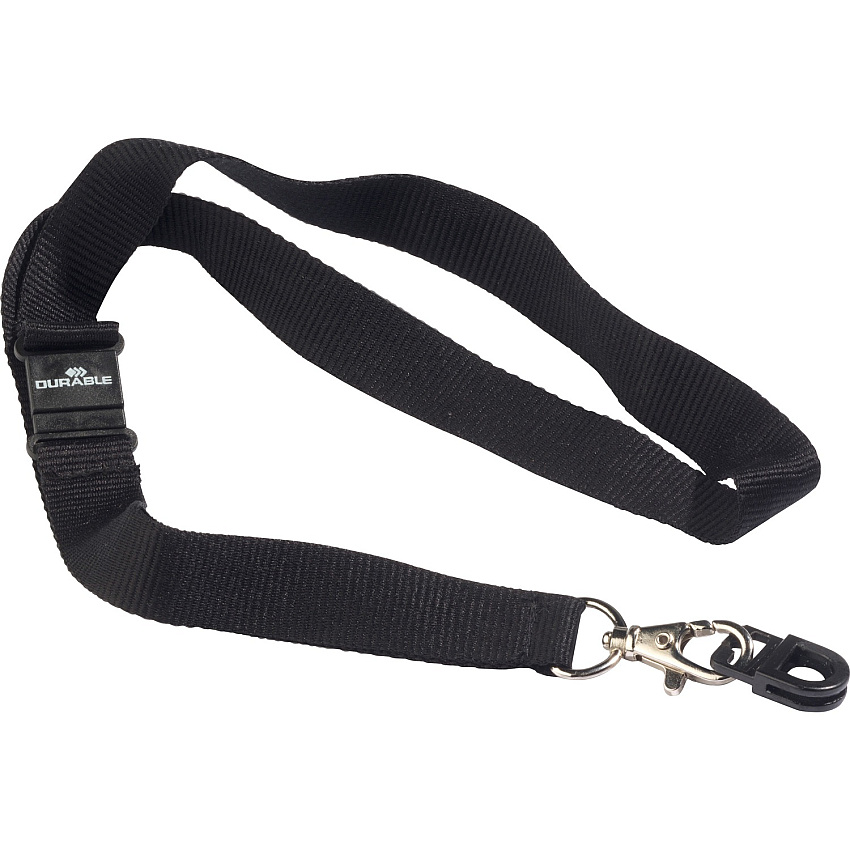 DURABLE Tension Fit ID Gripper Necklace Black - 10 / Box (818701)