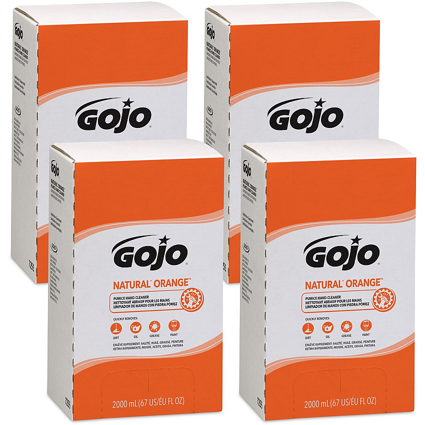 Gojo&reg; Natural Orange Pumice Hand Cleaner Refill Orange Citrus Scent - 2.11 quart - Dirt Remover, Grease Remover, Soilage Remover - Hand - Gray - 4 / Carton (725504)