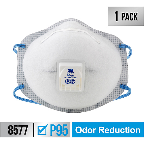 3M Advanced Filter Relief Respirator Particulate, Odor Protection - White - Adjustable Nose Clip, Braided Headband, Exhalation Valve - 1 / Pack (8577PA1B)