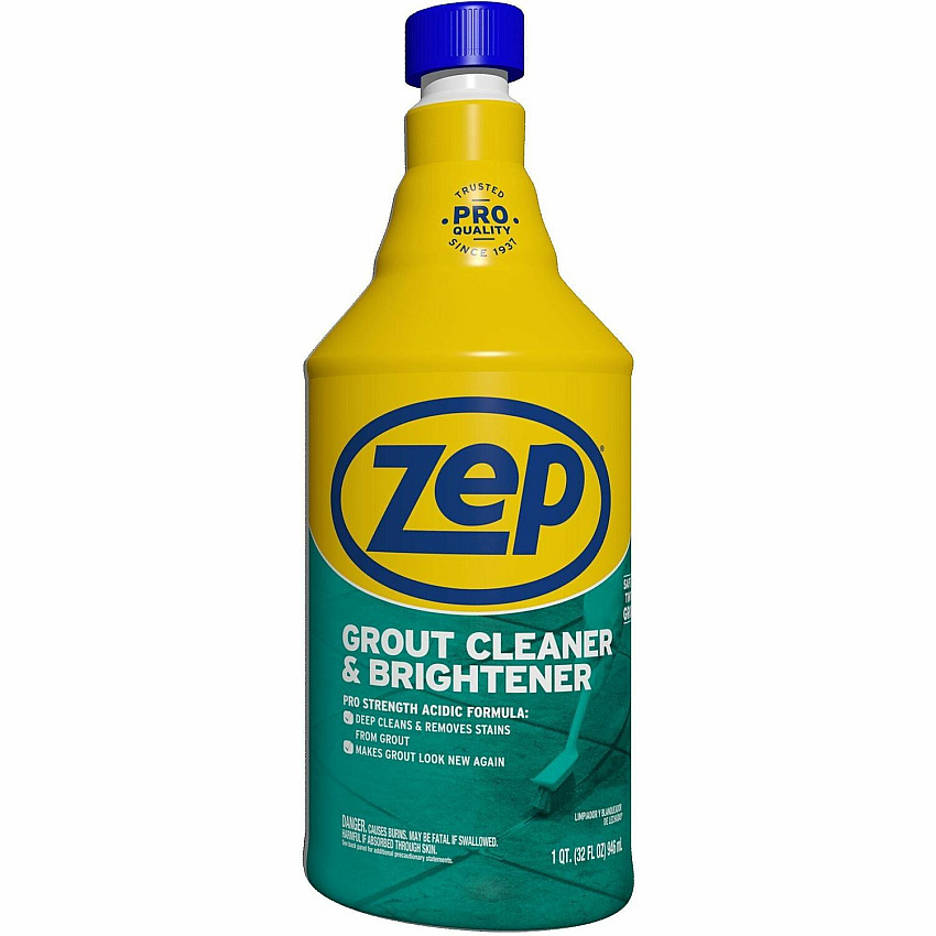 Zep Commercial Grout Cleaner and Brightener For Grout, Professional, Tile, Floor, Bathroom - 32 fl oz (1 quart) - Easy to Use, Durable - Yellow - 1 Each (ZU104632)