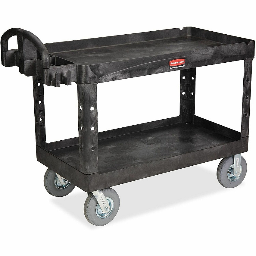 Rubbermaid Commercial Large Utility Cart with Lipped Shelf (454600BK)