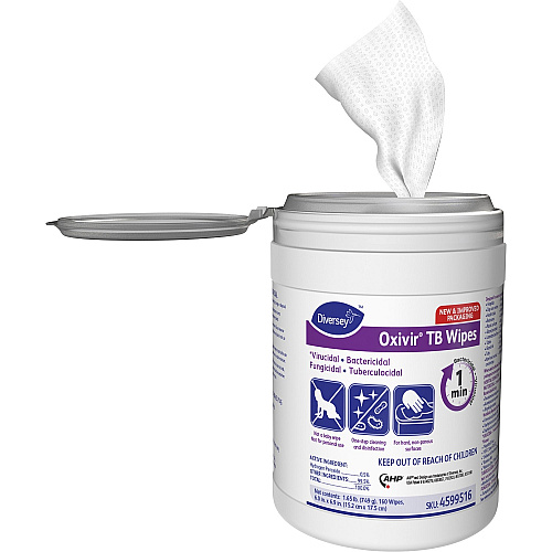 Diversey Oxivir Tb Wipes For Multipurpose - Characteristic Scent - 7" Length x 6" Width - Recommended For: Bacteria Remover, Fungi Remover, Virus Remover, Blood Remover - Disinfectant, VOC-free - White - 160/Tub - 1 Each (4599516)