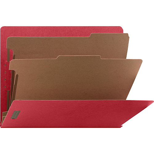 Nature Saver Letter Recycled Classification Folder 8 1/2" x 11" - End Tab Location - 2 Divider(s) - 25 pt. - Fiberboard - Bright Red - 100% Recycled - 10 / Box (SP17372)