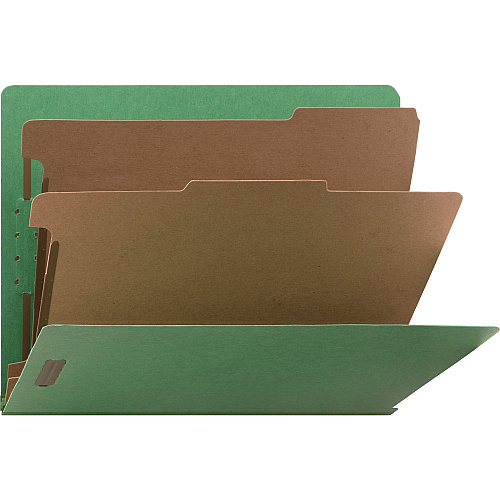 Nature Saver Letter Recycled Classification Folder 8 1/2" x 11" - End Tab Location - 2 Divider(s) - 25 pt. - Fiberboard - Green - 100% Recycled - 10 / Box (SP17373)