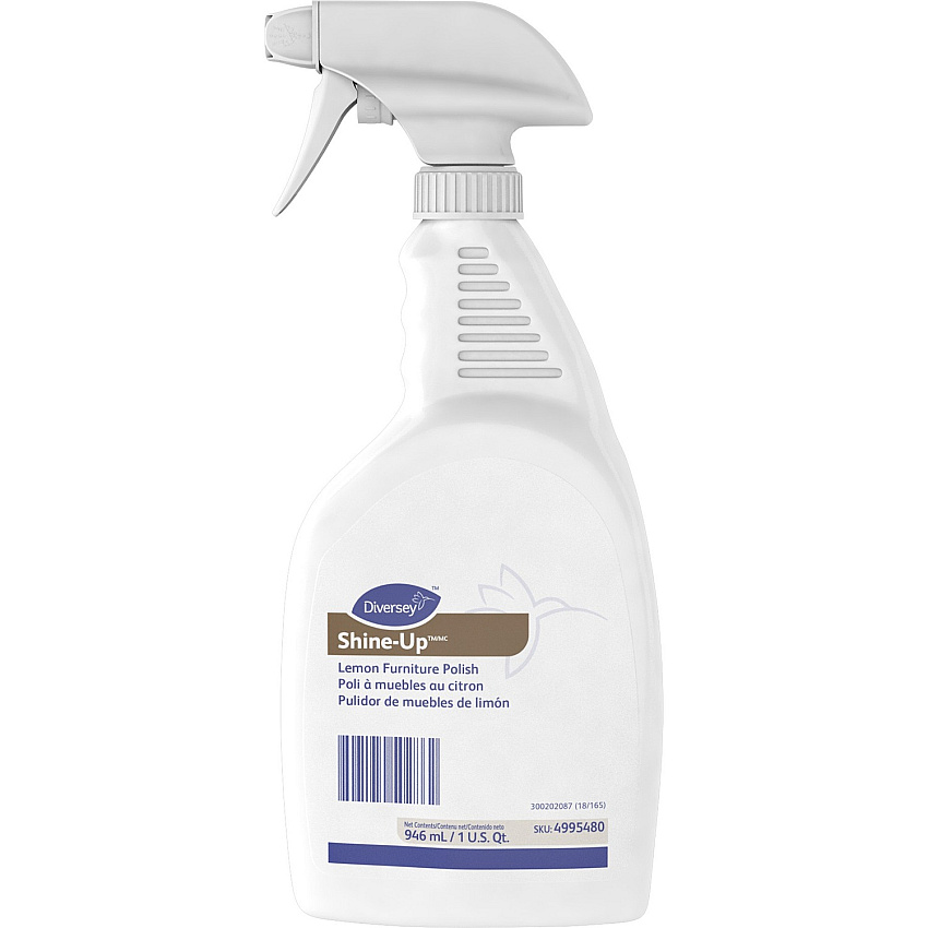 Diversey Shine-Up Lemon Furniture Polish Ready-To-Use Spray - 32 fl oz (1 quart) - Lemon Scent - 1 Each - White (4995480)