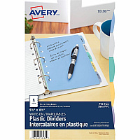 Avery&reg; Durable Plastic Write-On Dividers 5½" x 8½" , 5 tabs" 5½" x 8½" , 5 tabs (161 5 x Divider(s) - Write-on Tab(s) - 5 - 5 Tab(s)/Set - 5.5" Divider Width x 8.50" Divider Length - 7 Hole Punched - Multicolor Plastic Divider - Multicolor Plastic 80)