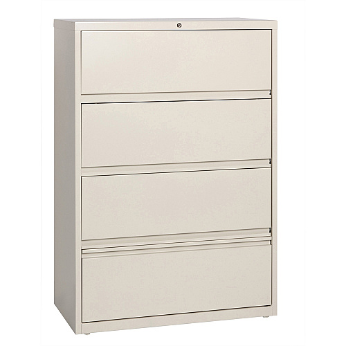 Lorell Fortress Lateral File with Roll-Out Shelf 36" Width x 18.6" Depth x 52.5" Height - 4 x Drawer(s) for File - Letter, Legal, A4 - Ball-bearing Suspension, Interlocking, Heavy Duty, Recessed Handle, Leveling Glide - Putty - Metal - Recycled (LLR43510)