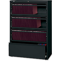 Lorell Fortress Lateral File with Roll-Out Shelf 36" Width x 18.6" Depth x 52.5" Height - 4 x Drawer(s) for File - A4, Letter, Legal - Interlocking, Heavy Duty, Leveling Glide, Recessed Handle, Ball-bearing Suspension - Black - Metal - Recycled (LLR43511)