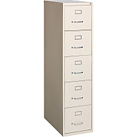 Lorell Fortress Series 26-1/2" Commercial-Grade Vertical File Cabinet 15" Width x 26.5" Depth x 61" Height - 5 x Drawer(s) for File - Letter - Vertical - Ball-bearing Suspension, Heavy Duty, Security Lock - Putty - Steel - Recycled (LLR48497)