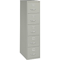 Lorell Fortress Series 26-1/2" Commercial-Grade Vertical File Cabinet 15" Width x 26.5" Depth x 61.6" Height - 5 x Drawer(s) for File - Letter - Vertical - Security Lock, Ball-bearing Suspension, Heavy Duty - Light Gray - Steel - Recycled (LLR48499)
