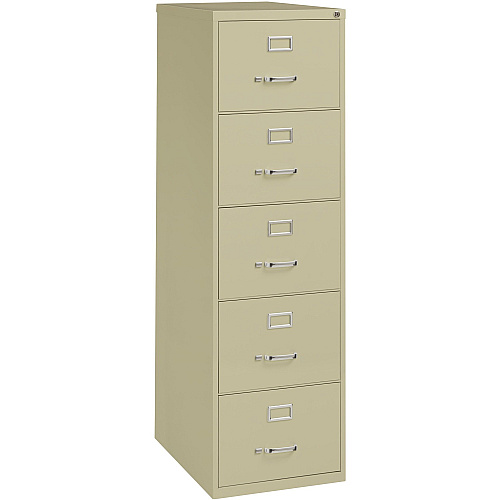 Lorell Fortress Series 26-1/2" Commercial-Grade Vertical File Cabinet 18" Width x 26.5" Depth x 61" Height - 5 x Drawer(s) for File - Legal - Vertical - Ball-bearing Suspension, Security Lock, Heavy Duty - Putty - Steel - Recycled (LLR48500)