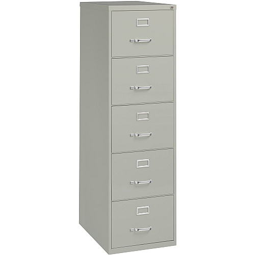 Lorell Fortress Series 26-1/2" Commercial-Grade Vertical File Cabinet 18" Width x 26.5" Depth x 61" Height - 5 x Drawer(s) for File - Legal - Vertical - Security Lock, Heavy Duty, Ball-bearing Suspension - Light Gray - Steel - Recycled (LLR48502)
