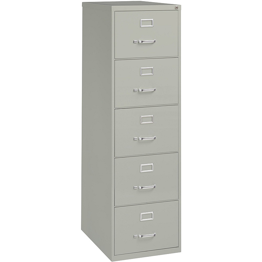 Lorell Fortress Series 26-1/2" Commercial-Grade Vertical File Cabinet 18" Width x 26.5" Depth x 61" Height - 5 x Drawer(s) for File - Legal - Vertical - Security Lock, Heavy Duty, Ball-bearing Suspension - Light Gray - Steel - Recycled (LLR48502)