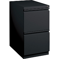 Lorell 20" File/File Mobile File Cabinet with Full-Width Pull 15" Width x 20" Depth x 27.8" Height - Letter - Security Lock, Ball-bearing Suspension, Recessed Handle - Black - Steel - Recycled (LLR49524)