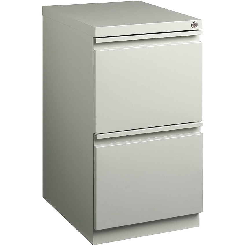 Lorell 20" File/File Mobile File Cabinet with Full-Width Pull 15" Width x 20" Depth x 27.8" Height - Letter - Ball-bearing Suspension, Recessed Handle, Security Lock - Light Gray - Steel - Recycled (LLR49525)