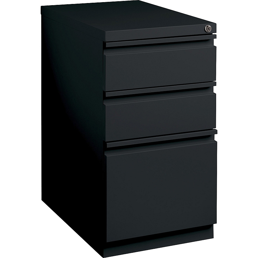 Lorell 23" Box/Box/File Mobile File Cabinet with Full-Width Pull 15" Width x 22.9" Depth x 27.8" Height - Letter - Vertical - Security Lock, Recessed Handle, Ball-bearing Suspension - Black - Steel - Recycled (LLR49527)