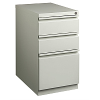 Lorell 23" Box/Box/File Mobile File Cabinet with Full-Width Pull 15" Width x 22.9" Depth x 27.8" Height - 3 x Drawer(s) for Box, File - Letter - Vertical - Ball-bearing Suspension, Security Lock, Recessed Handle - Light Gray - Steel - Recycled (LLR49528)