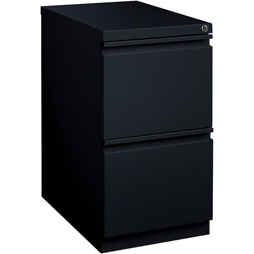 Lorell 23" File/File Mobile File Cabinet with Full-Width Pull 15" Width x 22.9" Depth x 27.8" Height - Letter - Vertical - Recessed Handle, Ball-bearing Suspension, Security Lock - Black - Steel - Recycled (LLR49530)