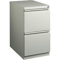 Lorell 23" File/File Mobile File Cabinet with Full-Width Pull 15" Width x 22.9" Depth x 27.8" Height - 2 x Drawer(s) for File - Letter - Vertical - Ball-bearing Suspension, Security Lock, Recessed Handle - Light Gray - Steel - Recycled (LLR49531)