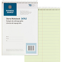 Business Source Steno Notebook 70 Sheets - Wire Bound - Pitman Ruled Margin - 6