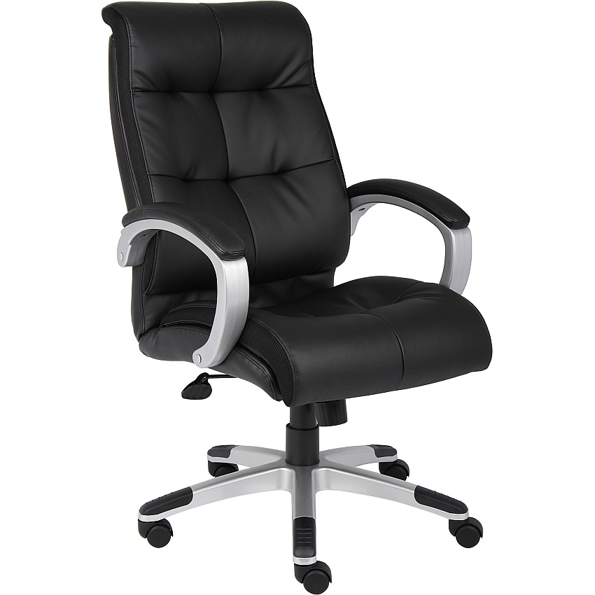 Lorell Classic Executive Office Chair Black Leather Seat - 5-star Base - Black - 1 Each (LLR62620)