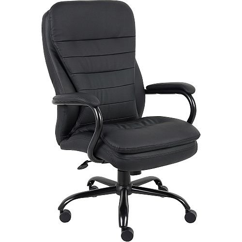 Lorell Big & Tall Double Cushion Executive High-Back Chair Black Seat Color - Leather Seat Material - Black Back Color - Leather Back Material - 5-star Base - Black - 1 Each (LLR62624)