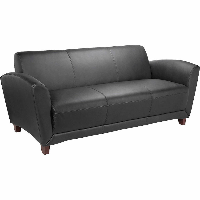 Lorell Accession Reception Sofa 75" x 34.5" x 31.3" Overall Dimension - Leather Black Seat - Leather Black Back - 1 Each (LLR68950)