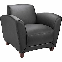 Lorell Accession Club Chair Black Seat Color - Leather Seat Material - Black Back Color - Leather Back Material - Four-legged Base - 1 Each (LLR68952)