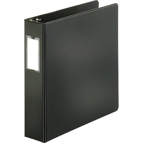 Business Source Slanted D-ring Binders 2" Binder Capacity - 3 Ring(s) - Fastener(s): D-Ring - Pocket(s): 2, Internal - Chipboard, Polypropylene - Black - PVC-free, Non-stick, Spine Label, Gap-free Ring, Non-glare, Heavy Duty, Open and Closed Tr (BSN33109)