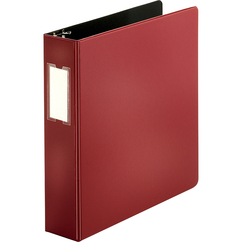 Business Source Slanted D-ring Binders 2" Binder Capacity - 3 Ring(s) - Fastener(s): D-Ring - Pocket(s): 2, Internal - Chipboard, Polypropylene - Burgundy - PVC-free, Non-stick, Spine Label, Gap-free Ring, Non-glare, Heavy Duty, Open and Closed (BSN33110)