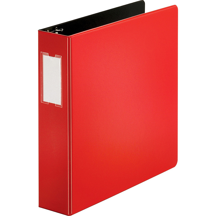 Business Source Slanted D-ring Binders 2" Binder Capacity - 3 Ring(s) - Fastener(s): D-Ring - Pocket(s): 2, Internal - Chipboard, Polypropylene - Red - PVC-free, Non-stick, Spine Label, Gap-free Ring, Non-glare, Heavy Duty, Open and Closed Trig (BSN33112)