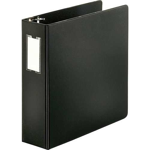 Business Source Slanted D-ring Binders 3" Binder Capacity - 3 Ring(s) - Fastener(s): D-Ring - Pocket(s): 2, Internal - Chipboard, Polypropylene - Black - Refillable, Non-stick, Spine Label, Gap-free Ring, Non-glare, Heavy Duty, Open and Closed  (BSN33113)