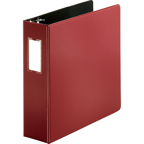 Business Source Slanted D-ring Binders 3" Binder Capacity - 3 Ring(s) - Fastener(s): D-Ring - Pocket(s): 2, Internal - Chipboard, Polypropylene - Burgundy - PVC-free, Non-stick, Spine Label, Gap-free Ring, Non-glare, Heavy Duty, Open and Closed (BSN33114)
