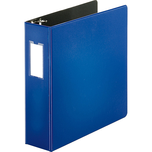 Business Source Slanted D-ring Binders 3" Binder Capacity - 3 Ring(s) - Fastener(s): D-Ring - Pocket(s): 2, Internal - Chipboard, Polypropylene - Blue - PVC-free, Non-stick, Spine Label, Gap-free Ring, Non-glare, Heavy Duty, Open and Closed Tri (BSN33115)