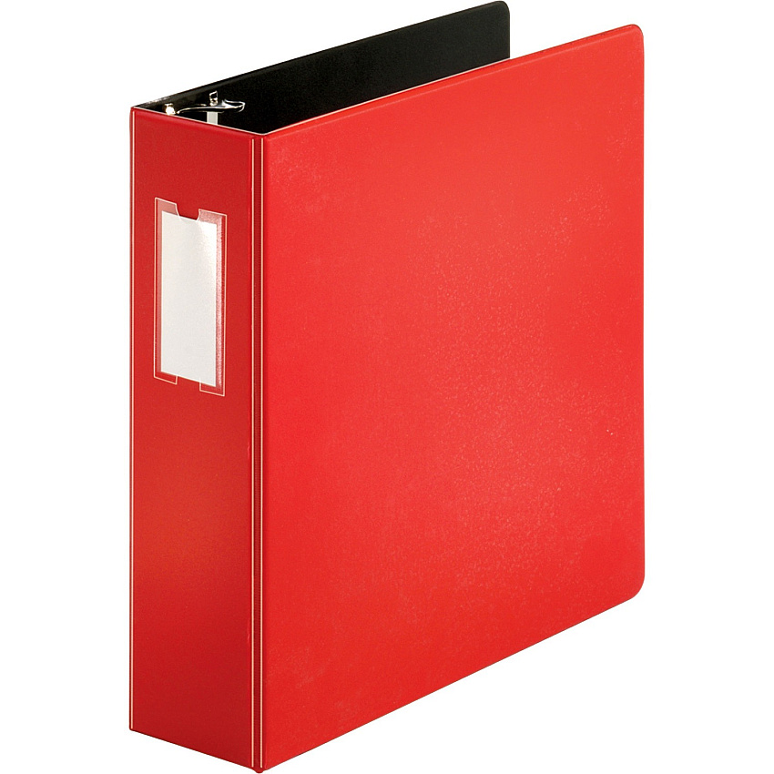 Business Source Slanted D-ring Binders 3" Binder Capacity - 3 Ring(s) - Fastener(s): D-Ring - Pocket(s): 2, Internal - Chipboard, Polypropylene - Red - PVC-free, Non-stick, Spine Label, Gap-free Ring, Non-glare, Heavy Duty, Open and Closed Trig (BSN33116)