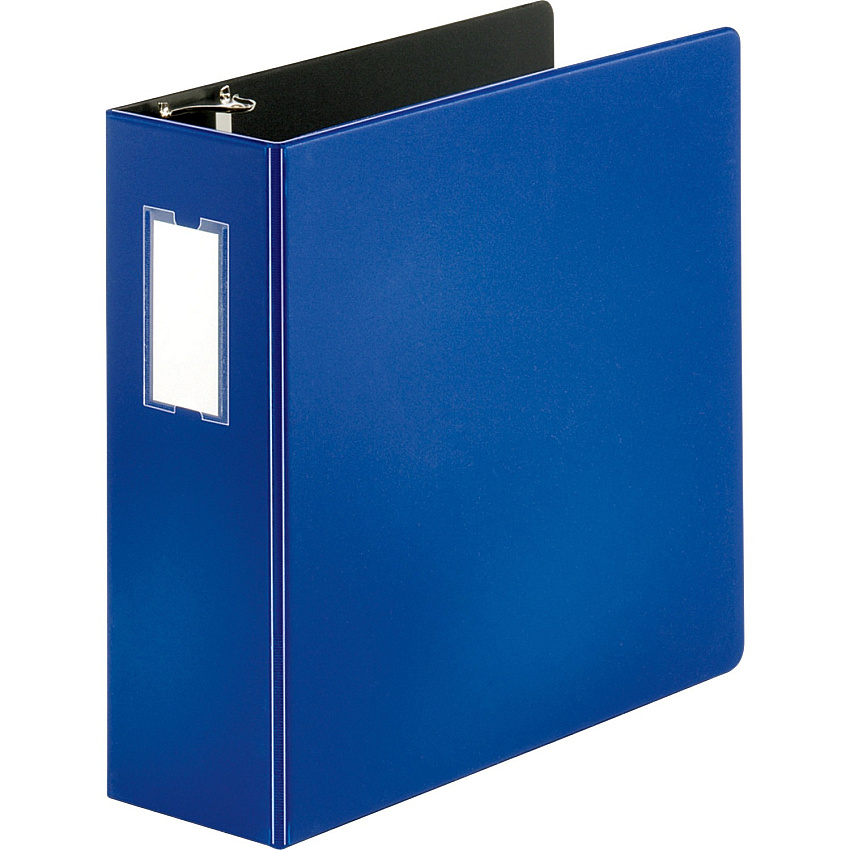 Business Source Slanted D-ring Binders 4" Binder Capacity - 3 Ring(s) - Fastener(s): D-Ring - Pocket(s): 2, Internal - Chipboard, Polypropylene - Blue - PVC-free, Non-stick, Label Holder, Gap-free Ring, Non-glare, Heavy Duty, Open and Closed Tr (BSN33119)
