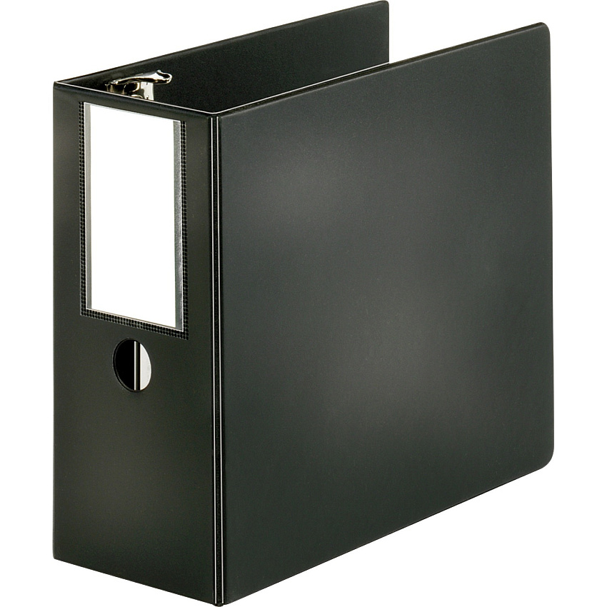 Business Source Slanted D-ring Binders 5" Binder Capacity - Letter - 8 1/2" x 11" Sheet Size - 3 Ring(s) - Fastener(s): D-Ring - Pocket(s): 2, Internal - Chipboard, Polypropylene - Black - PVC-free, Non-stick, Spine Label, Gap-free Ring, Non-gl (BSN33121)