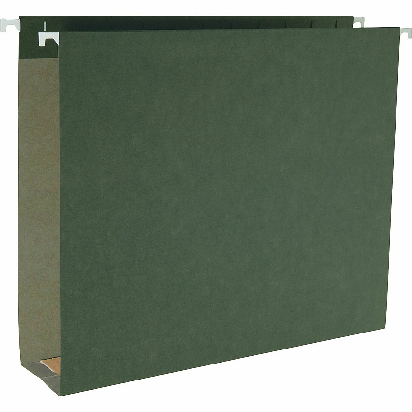 Business Source 1/5 Tab Cut Letter Recycled Hanging Folder 8 1/2" x 11" - Capacity2" Expansion - Standard Green - 10% Recycled - 25 / Box (BSN43851)