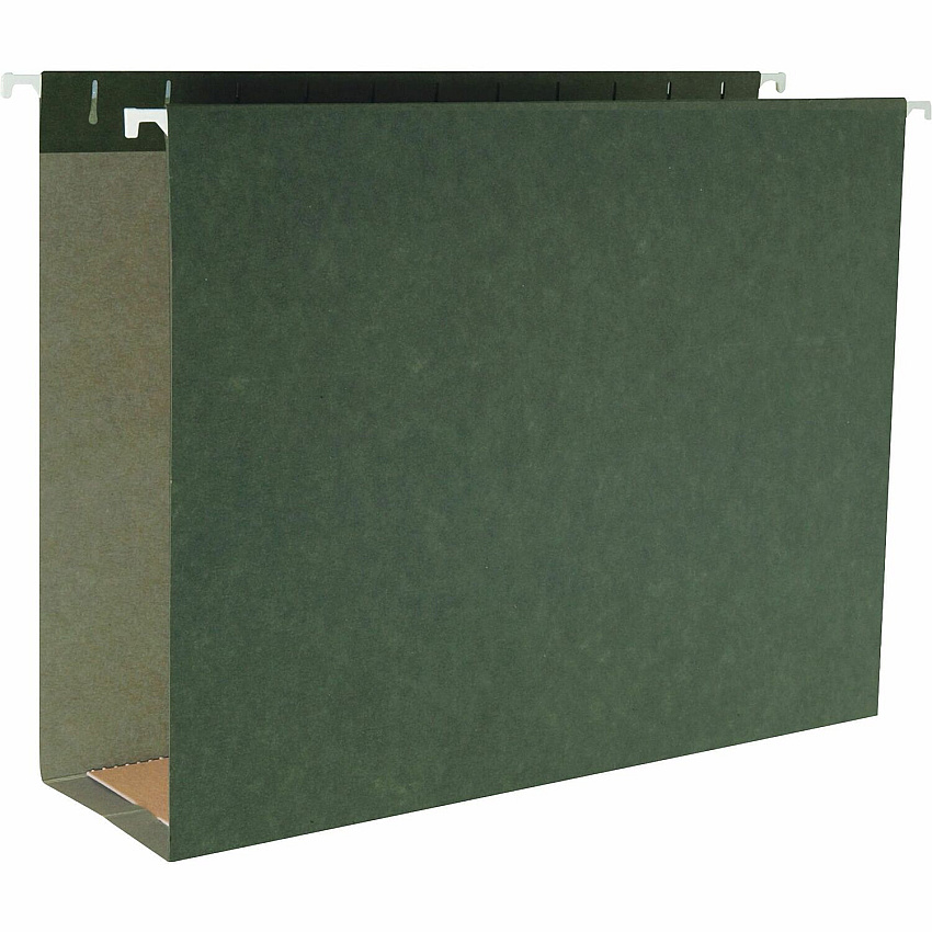 Business Source 1/5 Tab Cut Legal Recycled Hanging Folder 8 1/2" x 14" - Capacity3" Expansion - Standard Green - 10% Recycled - 25 / Box (BSN43855)