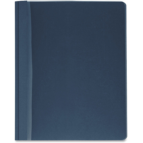 Business Source Letter Report Cover 8 1/2" x 11" - 100 Sheets Capacity - 3 x Prong Fastener(s) - Clear, Dark Blue - Textured, Non-stick - 25 / Box (BSN78522)