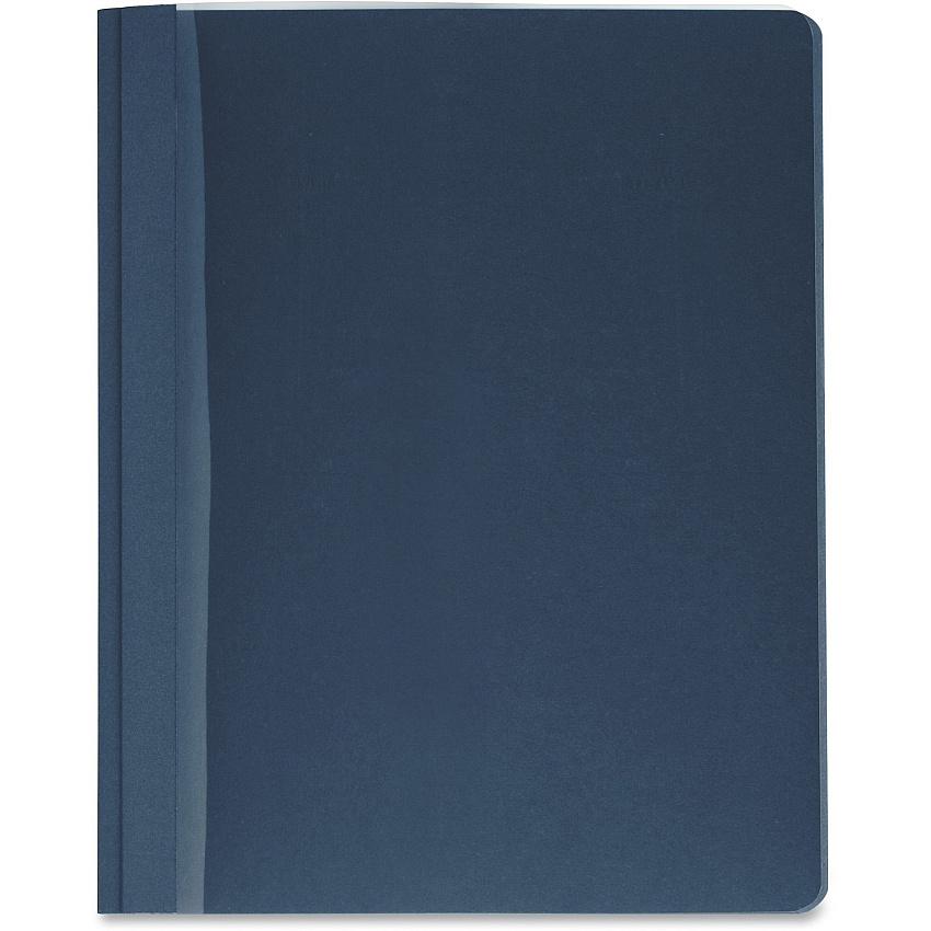 Business Source Letter Report Cover 8 1/2" x 11" - 100 Sheets Capacity - 3 x Prong Fastener(s) - Clear, Dark Blue - Textured, Non-stick - 25 / Box (BSN78522)