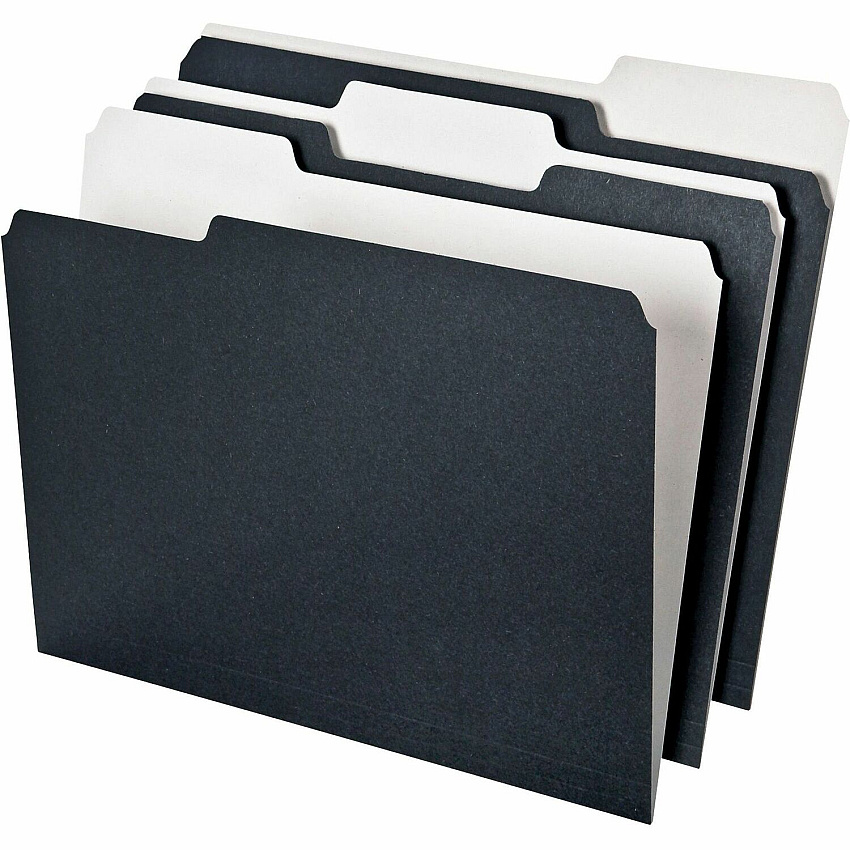 Pendaflex 1/3 Tab Cut Recycled Top Tab File Folder Top Tab Location - Assorted Tab Position - 11 pt. - Black, White - 100% Recycled - 50 / Pack (16101)