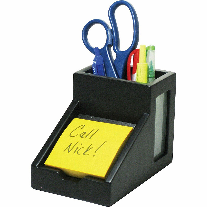Victor Midnight Black Collection Wood Pencil Cup 4.4" Height x 5.6" Width x 3.9" Depth - Wood, Glass - Black - 1 Each (95055)
